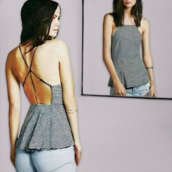 Free People We The Free Tabby Cat Fit & Flare Peplum Top - Picture 13 of 16